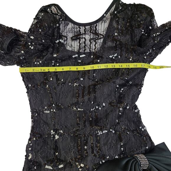 Saks Fifth Avenue Vintage Prom Dress 80s 12 Ruffle Layered Sequin Whimsygoth - Picture 4 of 6